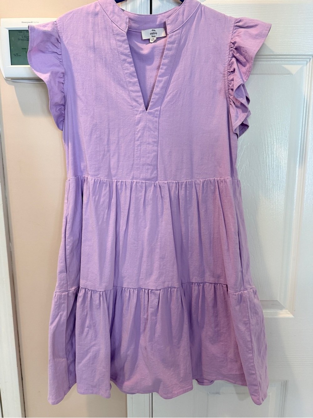 entro Lavender Tiered Ruffle Sleeve Girls' Dress